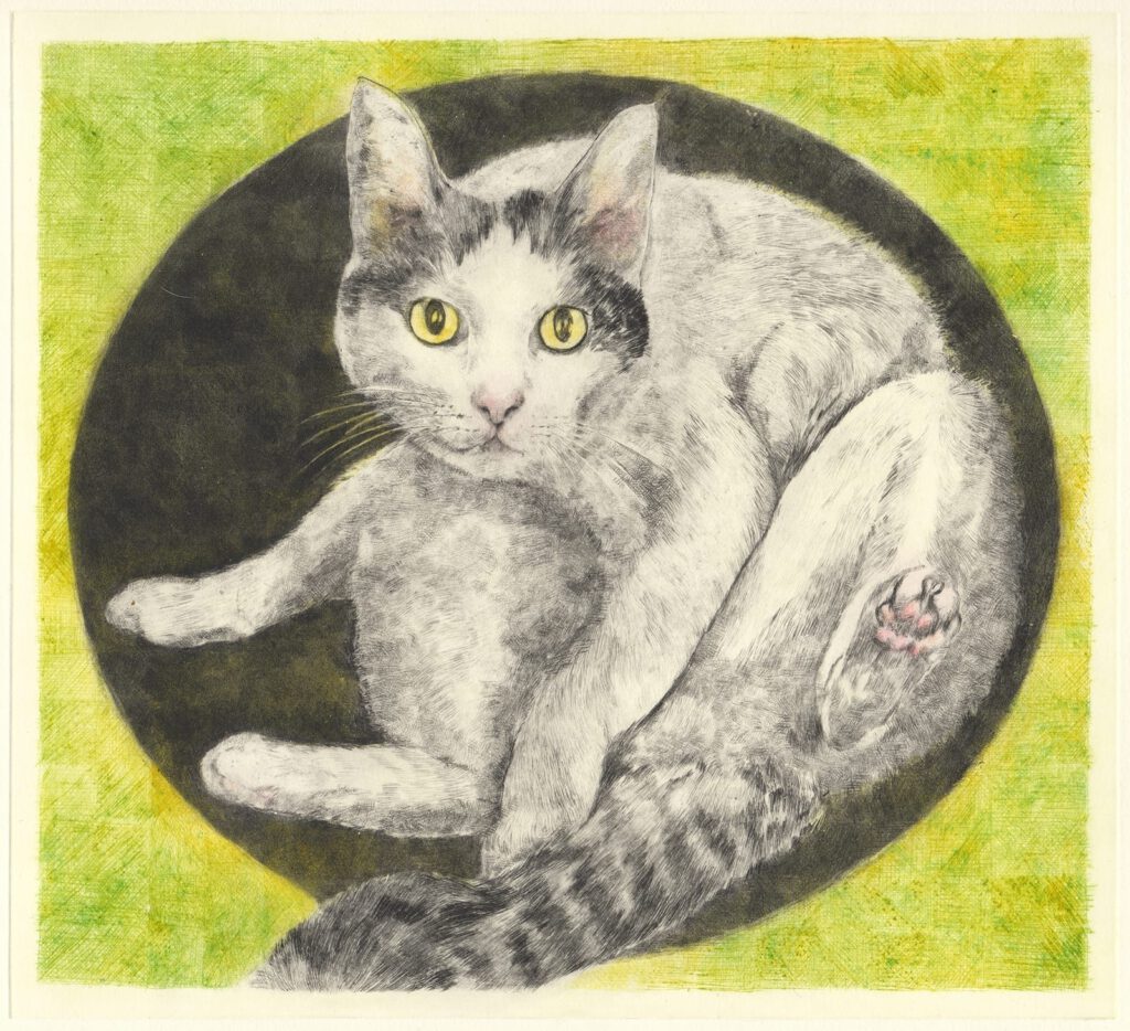 かわいいハチ (drypoint etching by Yaemi Shigyo)