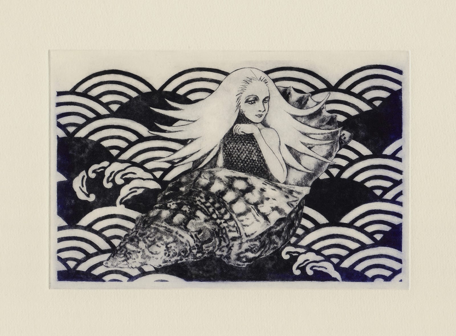 Umidebito (drypoint etching by Yaemi Shigyo)
