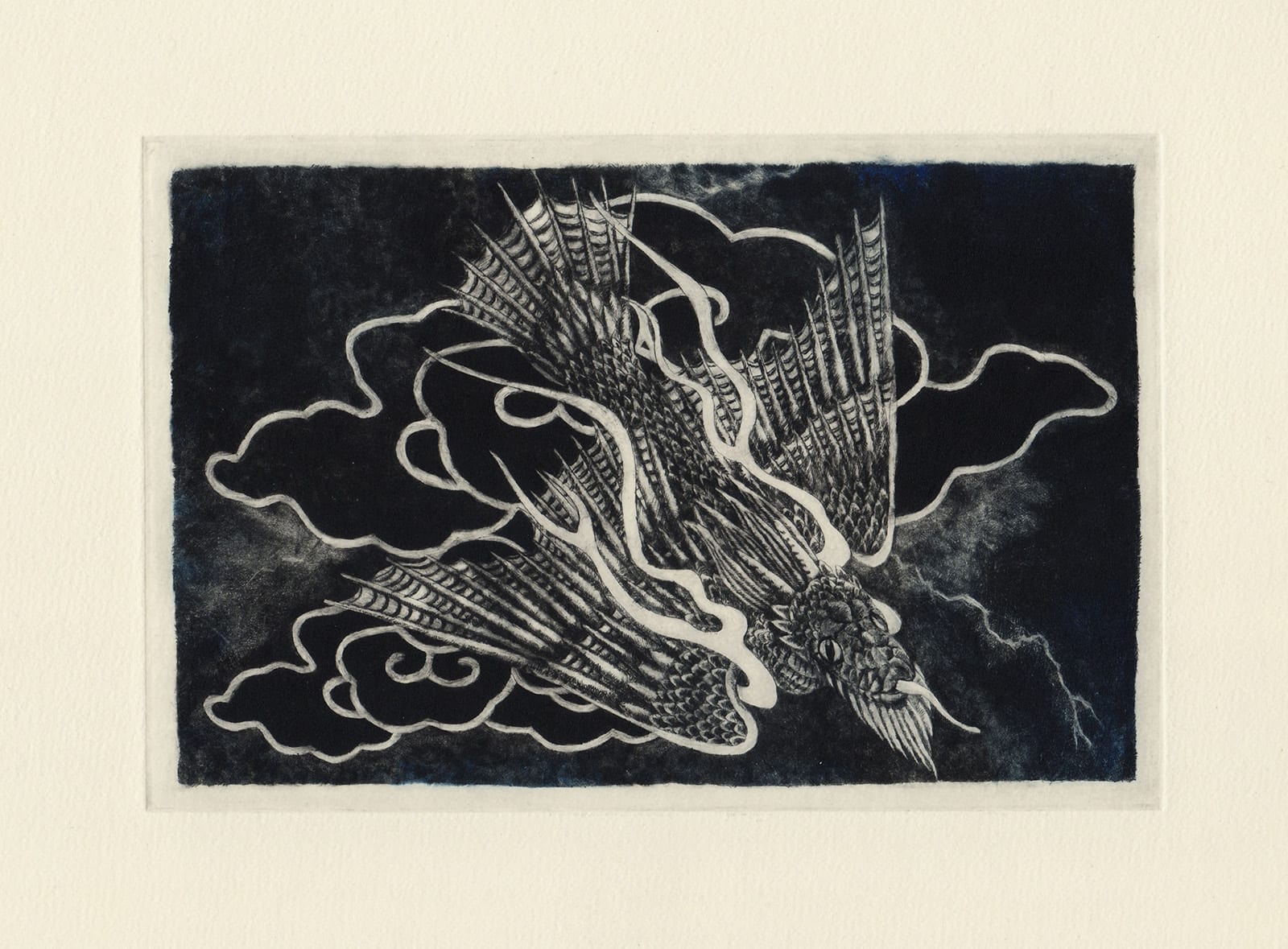 Prophetic Beast of Osorezan (drypoint etching by Yaemi Shigyo)